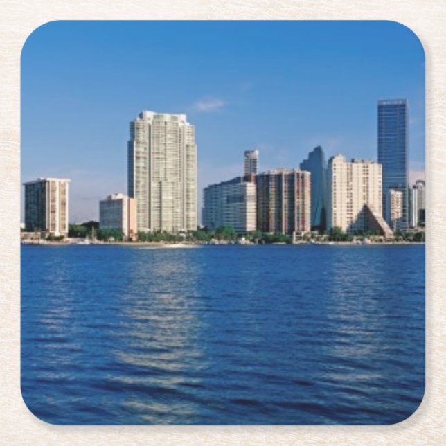 Horisont av Miami, Florida Underlägg Papper Kvadrat (Framsidan)