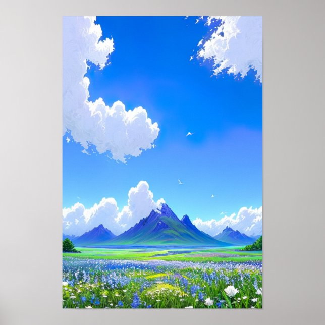 Horisont för blå och vit poster (Framsidan)