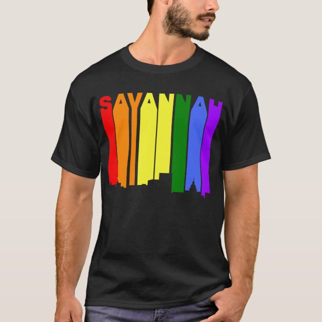 Horisont för regnbåge för SavannahGeorgia gay Tee (Framsida)
