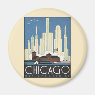 Horisont för vintage resorChicago Illinois Magnet