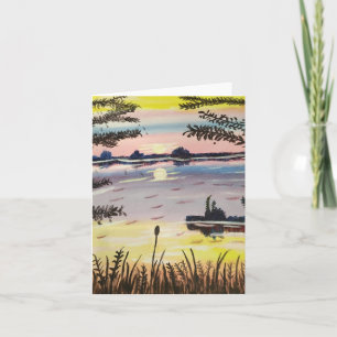 Horisont Sol, med text, 4 x 5,6-tumskort Kort
