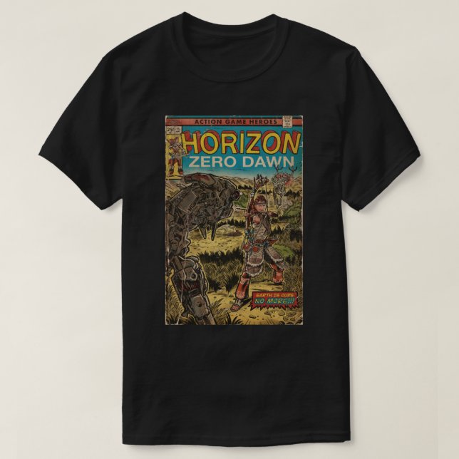 Horisont Zero Dawn tecknad täcker fläkt art T Shirt (Design framsida)