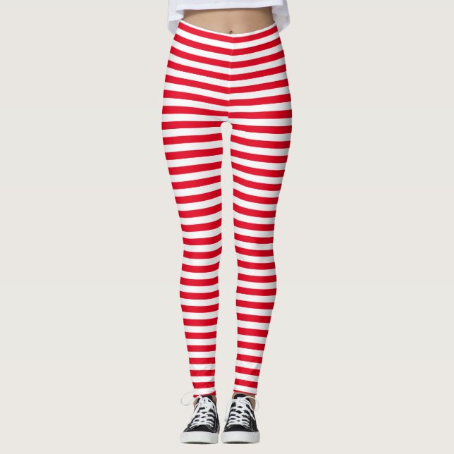 HorisontalCandycane randmönster Leggings (Framsida)