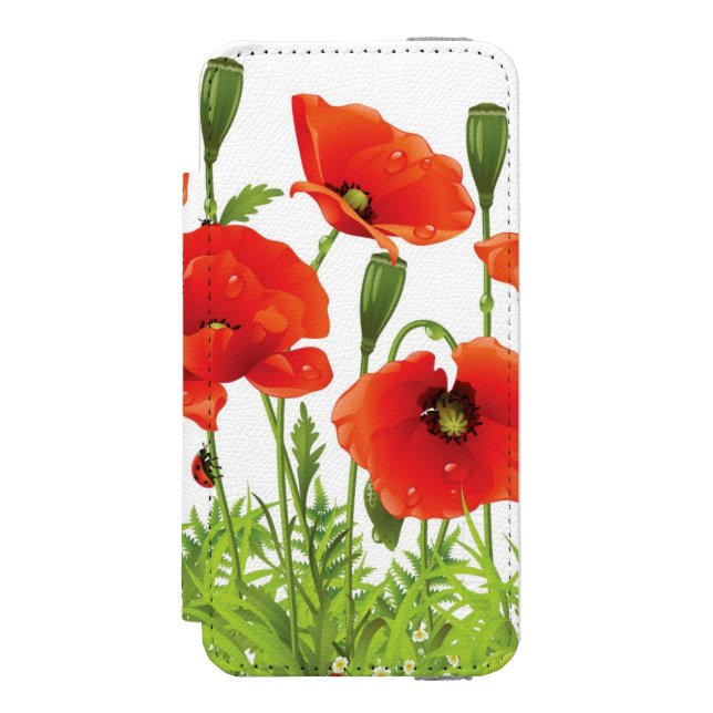 Horisontalgräns med den röda vallmon incipio iPhone wallet skal (Folio Framsidan)
