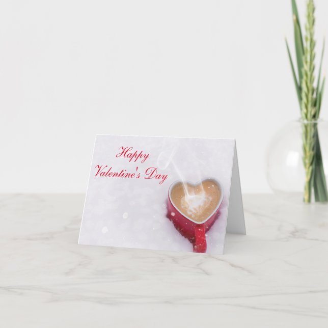 Horisontalkakao "för lyckliga valentin dag" i snön helgkort (Framsida)