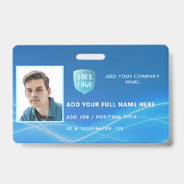 Horisontell anställd foto-ID med logotyp