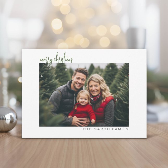 Horisontell bild - pilspets - vit kant minimal julkort (Modern, minimal Holiday Greeting Card)