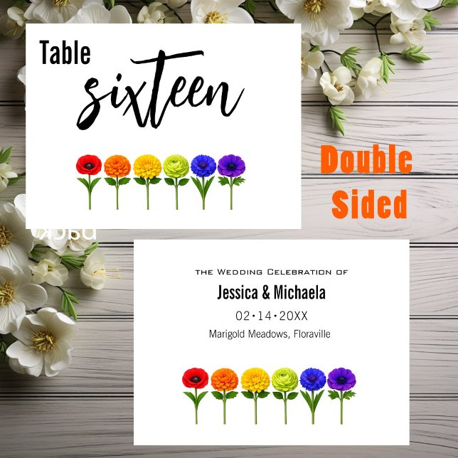 Horisontell bröllop 🌈 Frodas Tillsammans  Bordsnummer (2 sided, Horizontal wedding 🌈 Flourish Together Table Number)