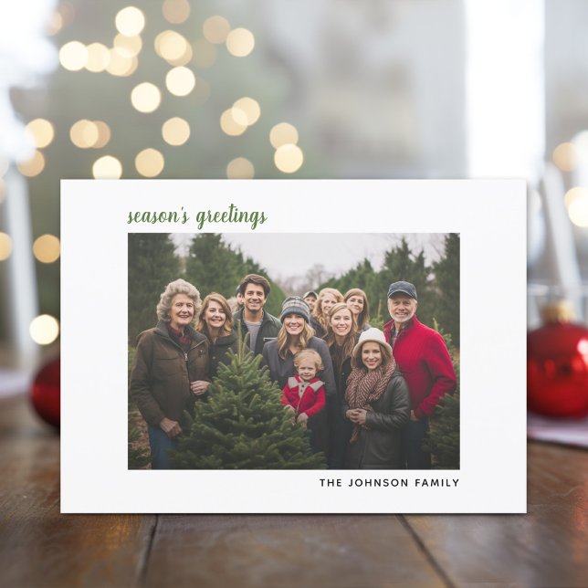 Horisontell Julgrön karott Glad Julkort (Season's Greetings - Photo card for family or corporate photo)