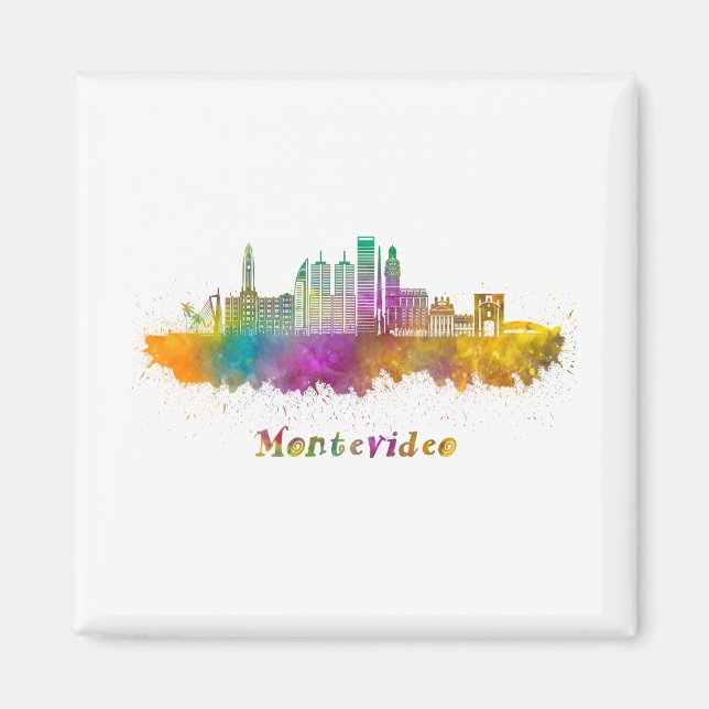 horisontell montevideo acuarela magnet (Framsidan)