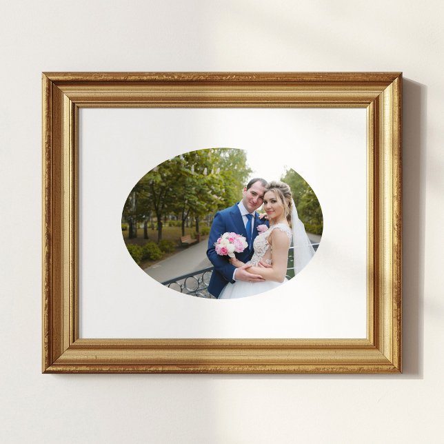 Horisontell oval form vigsel foton poster (Horizontal Oval Shape Wedding Photo Poster)
