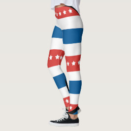 Horisontella band patriotiska 4 juli leggings