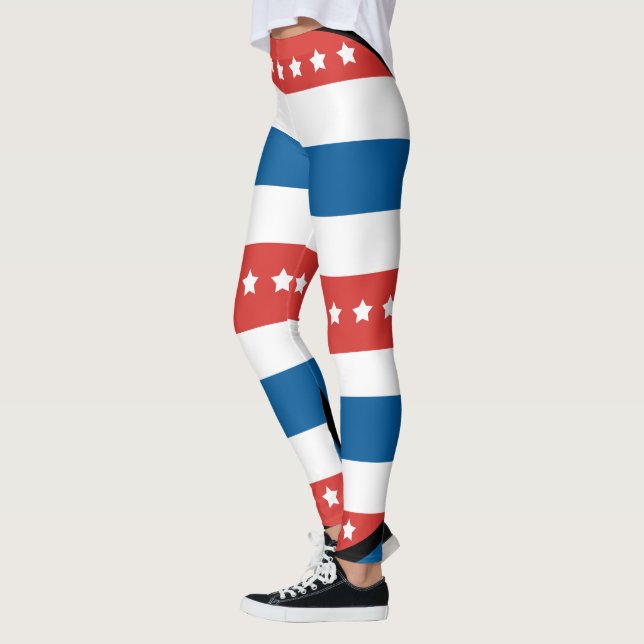 Horisontella band patriotiska 4 juli leggings (Vänster)