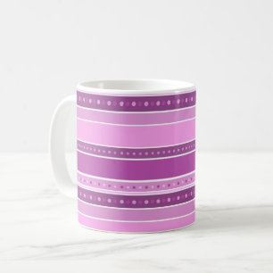 Horisontella lila rosa ränder med prickdekor kaffemugg