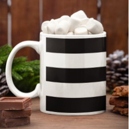 Horisontella svarta och vita ränder kaffemugg