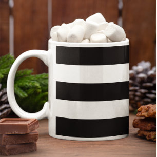 Horisontella svarta och vita ränder kaffemugg