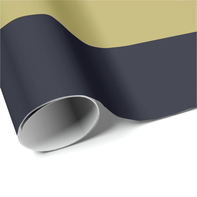 Horisontellt-Görade randig marin och guld slå in Presentpapper (Rullad Hörn)