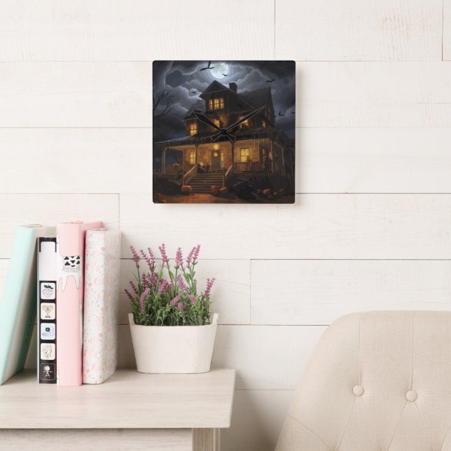 Horisonterade vågor fyrkantig klocka (Läsesal)