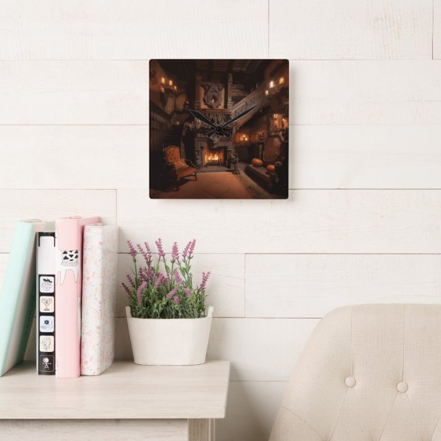 Horisonterade vågor fyrkantig klocka (Läsesal)