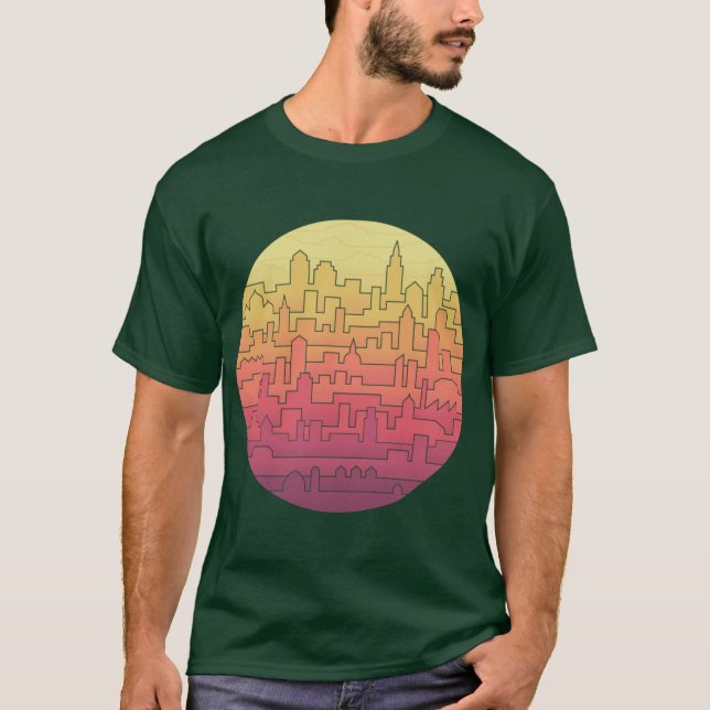 Horisontlinje retro t shirt (Framsida)