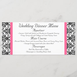Horiz.Victorian Fuchsia Rosa and White Damask Menu Meny