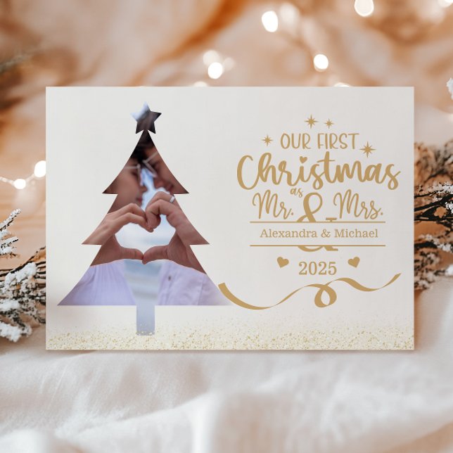 Horizontal First Christmas Tree Photo Julkort (Skapare uppladdad)