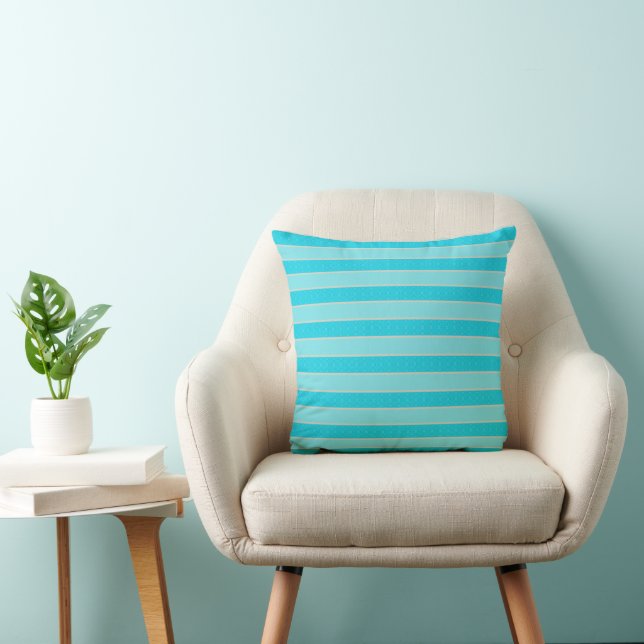 Horizya – Aqua Blue Striped Decorative Cushion Kudde (Stol)
