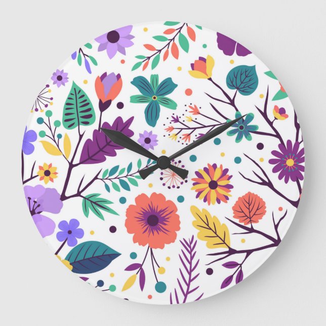 Horloge acrylique ronde composition florale stor klocka (Framsida)