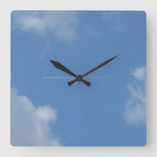 horloge ciel bleu avion trace fyrkantig klocka (Framsida)