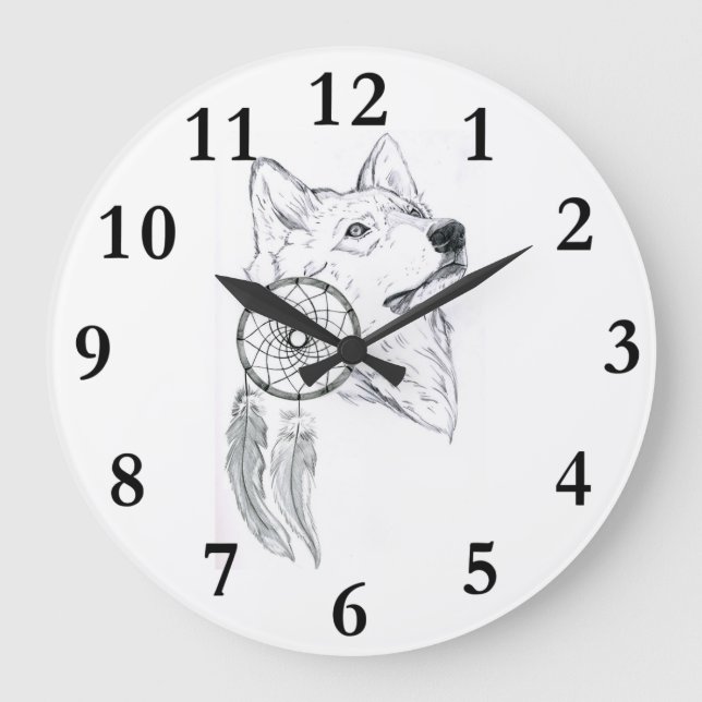 Horloge dreamcatcher varg 1 stor klocka (Framsida)