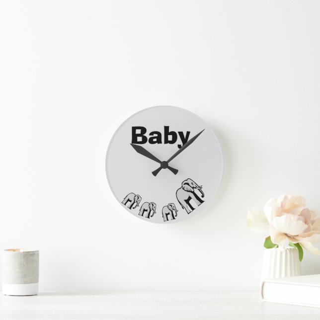 Horloge éléphant double face personnalisable  rund klocka (Hem)