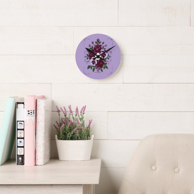 Horloge en Acrylique Bouquet de Violettes Rund Klocka (Läsesal)