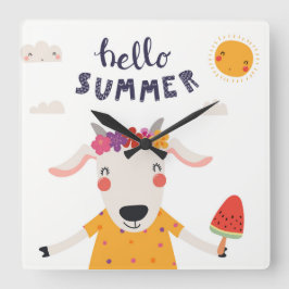 Horloge en Acrylique carrée Hello summer - Fyrkantig Klocka