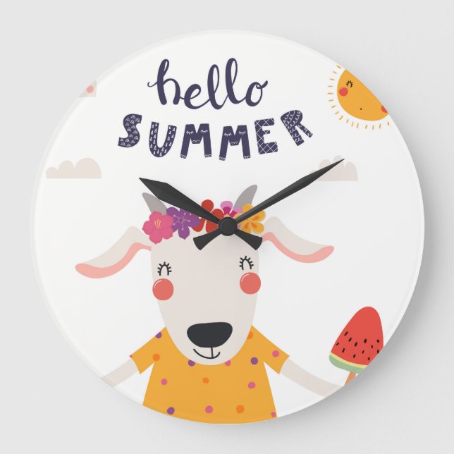 Horloge en Acrylique Hello summer - grande Stor Klocka (Framsida)