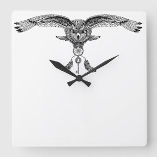 Horloge Hibou rêveur Fyrkantig Klocka