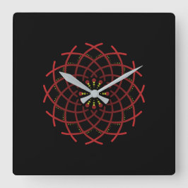Horloge Jimette Design Rouge jaune sur noir Fyrkantig Klocka