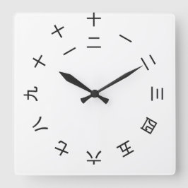 Horloge Kanji Clock 1-12 (rotated) Fyrkantig Klocka