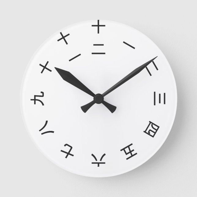 Horloge Kanji Clock 1-12 (rotated) Rund Klocka (Framsida)