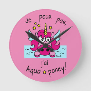 Horloge ’Licorne, Aquaponey’ Rund Klocka