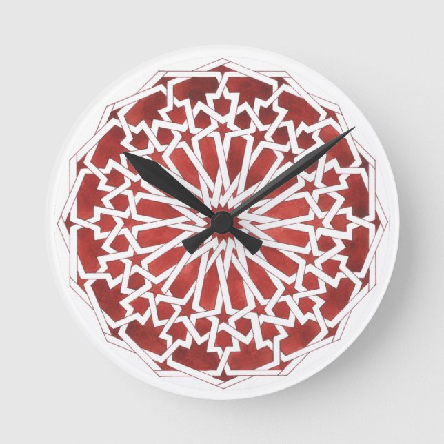 Horloge Mosaïque marocaine rouge ALCAZAR Rund Klocka (Framsida)