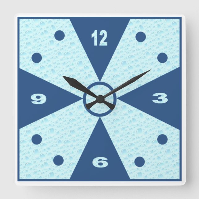 Horloge murale acrylique, Carrée DESIGN CLOCK SEA  Fyrkantig Klocka (Framsida)