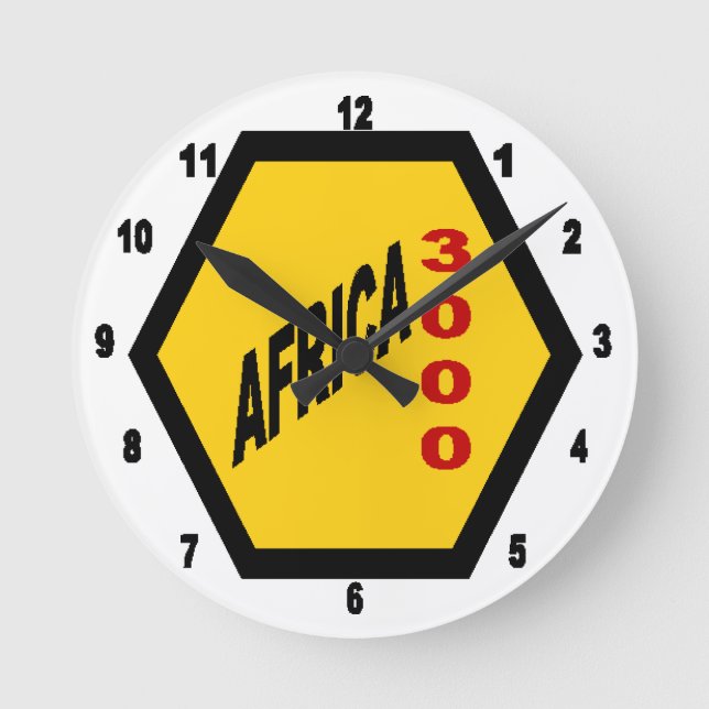 Horloge murale acrylique, Ronde Medium AFRICA 3000 Rund Klocka (Framsida)