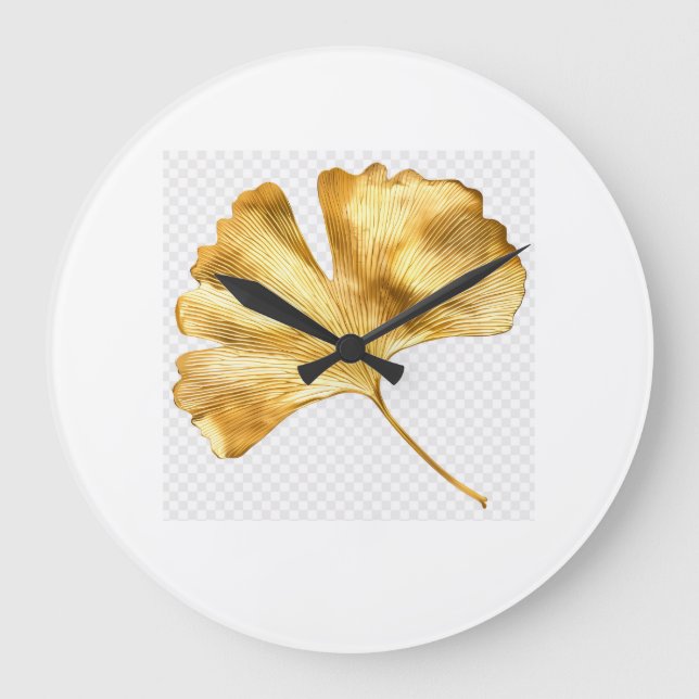 Horloge Murale Feuille Dorée – Design Botanique  Stor Klocka (Framsida)