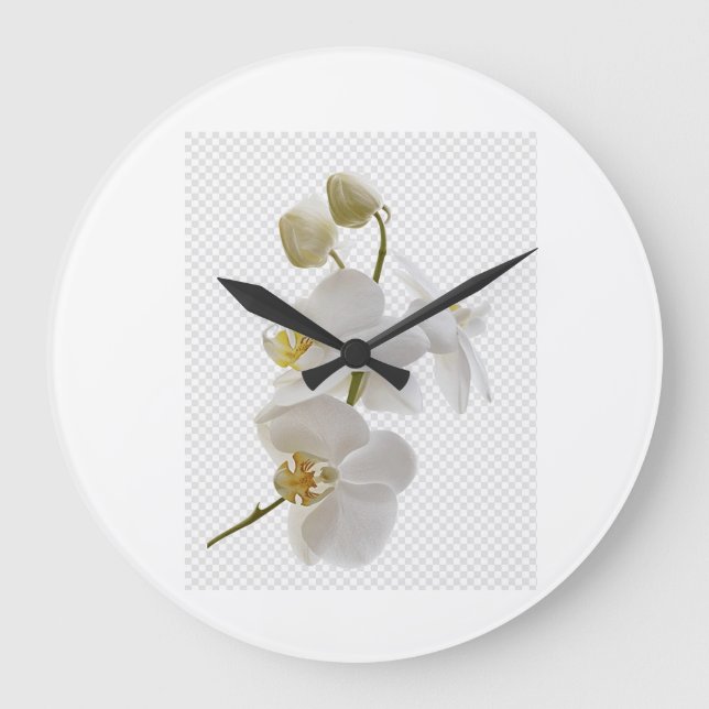 Horloge Murale Fleurs Blanches – Élégance Florale  Stor Klocka (Framsida)
