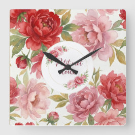 Horloge murale florale Petit mot doux   Fyrkantig Klocka