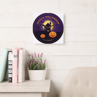 Horloge Murale Halloween Maison Hantée Citrouilles Fyrkantig Klocka