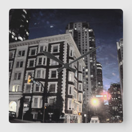 Horloge photo de ville la nuit fyrkantig klocka