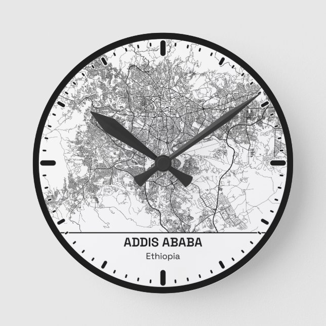 Horloge Ronde Addis Ababa Clock City Line Art Rund Klocka (Framsida)
