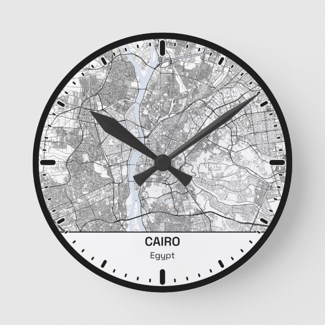 Horloge Ronde Cairo Clock City Line Art Rund Klocka (Framsida)