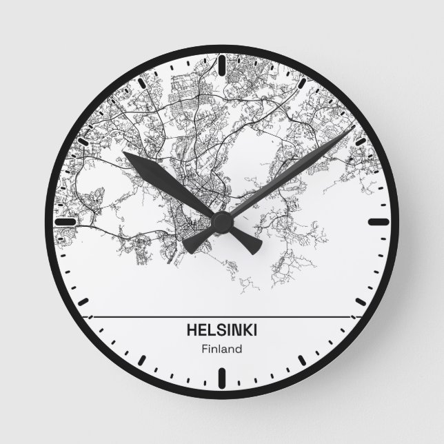 Horloge Ronde Helsinki Clock City Line Art Rund Klocka (Framsida)